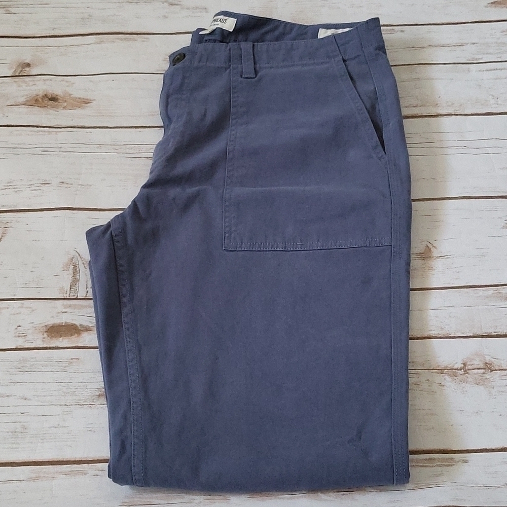 Goodthreads ash blue stretch canvas Slim fit Flat front pants with 35" inseam - Picture 2 of 13